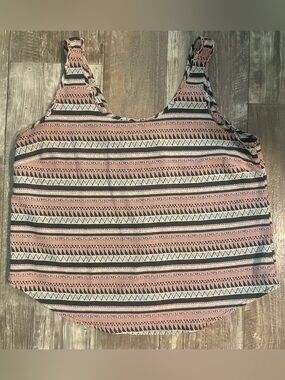 B Jewel Pink and Black Striped Aztec Tank Top